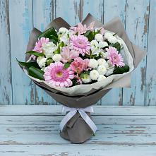 Букет цветов из:  Герберы, Альстромерии и Хризантемы #REPLACE_PRED# Атиге