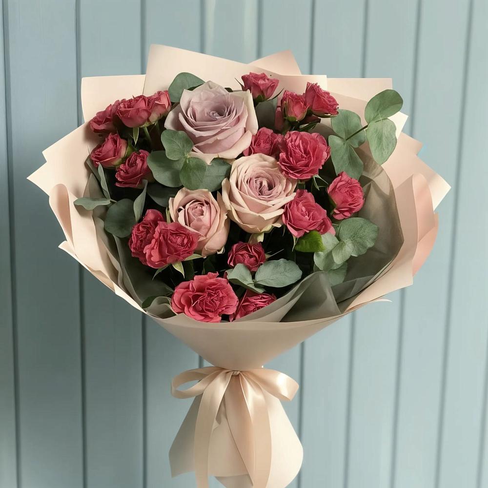 Букет цветов из: Гвоздики и Розы в Атиге