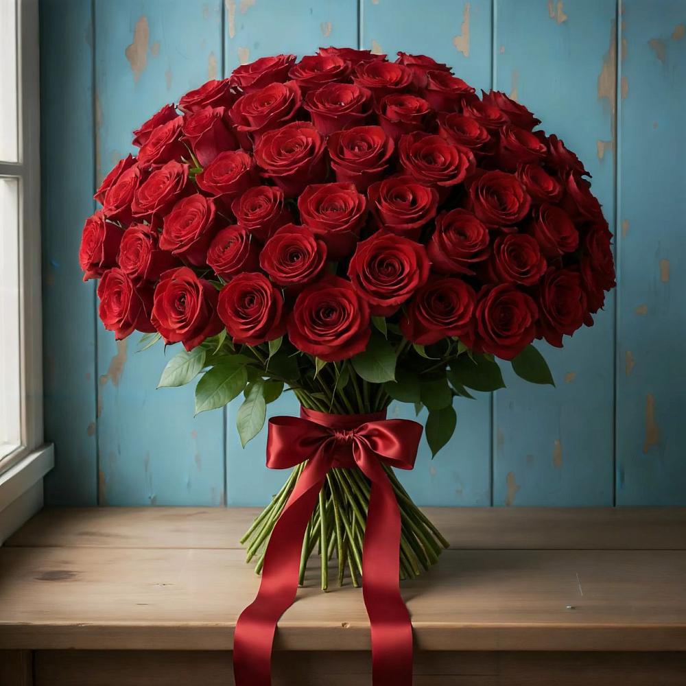 Букет Красные розы Блэк Меджик в Атиге