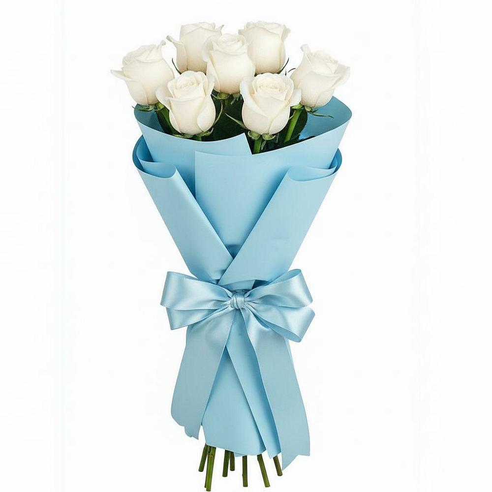 Букет 7 белых роз Проуд в Атиге