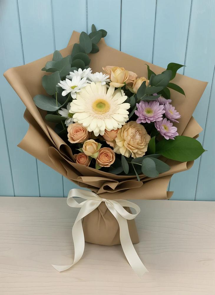 Букет цветов из: Герберы и Хризантемы в Атиге