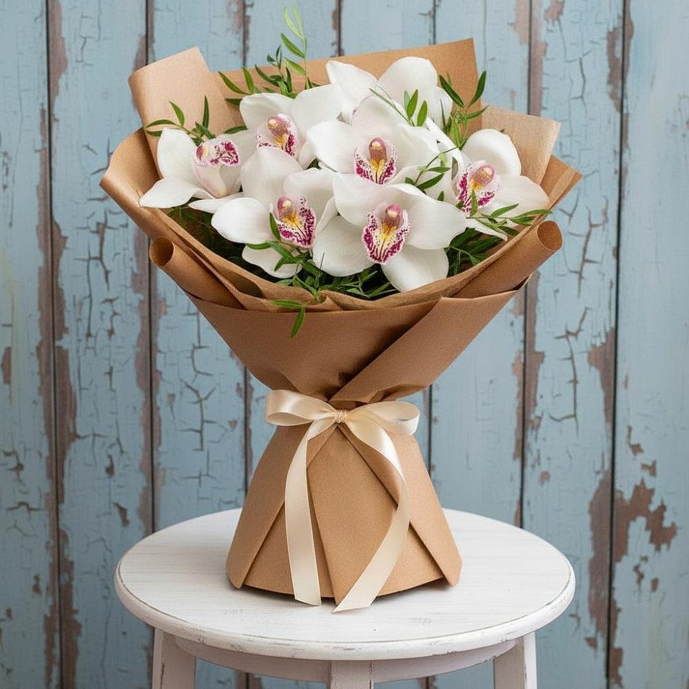 Букет цветов из: Орхидеи и Розы в Атиге