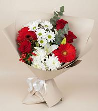 Букет цветов из:  Розы, Хризантемы, Герберы и Лилии в Атиге