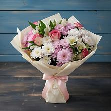 Букет цветов из:  Хризантемы, Альстромерии и Розы в Атиге