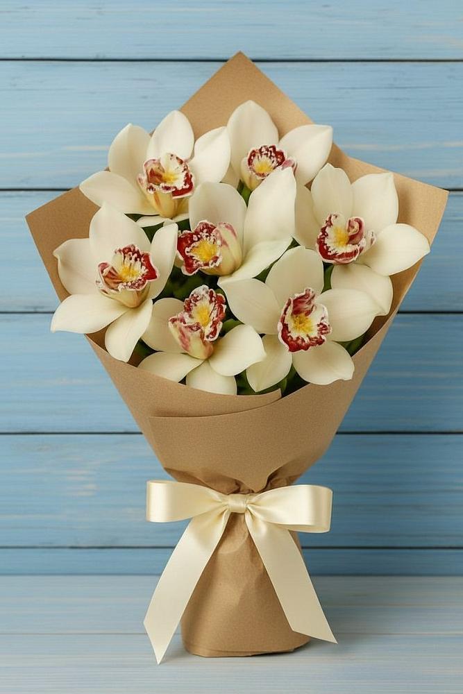 Букет цветов из: Орхидеи и Розы в Атиге